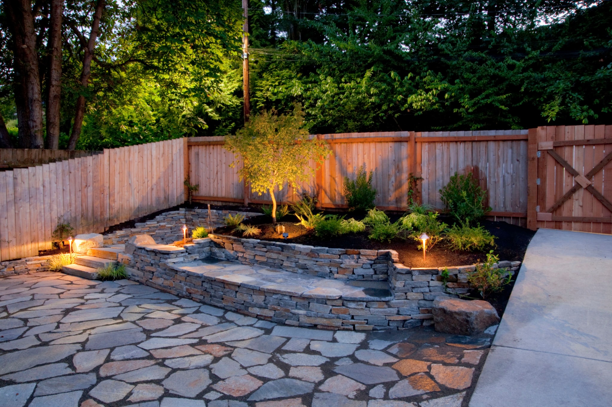 Professional landscape design with walkway